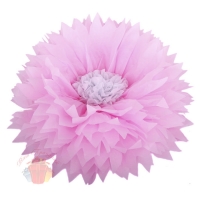 Бумажный цветок 40 / 15 см розовый белый