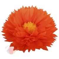 Бумажный цветок 50 / 23 см оранжевый ярко-желтый