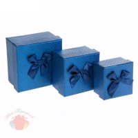 Набор коробок 3 в 1 квадрат Узор синий