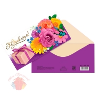 Конверт для денег «Поздравляем!» цветы, 16.5 × 8 см