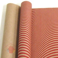 Крафт бумага глянц. вл. Европа ВОЛНА красный цв. на коричневом фоне 70 см х 8,5 м