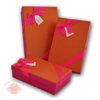 Набор коробок 3 в 1 Сладкая любовь Оранжевый с красным бантом прямоугольник