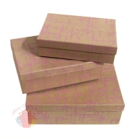 Набор коробок из 3х Штрихи цв.розовый  на коричневом