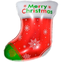 Шар (24''/61 см) Фигура, Новогодний носок для подарков, Красный, 1 шт.