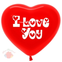 S 16 Сердце Красное с надписью I Love you Пастель / Hearts (100 шт)