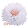 Бумажный цветок 40 / 15 см белый персиковый
