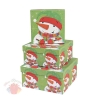 Коробки картонные набор из 3 КВАДРАТ Снеговик на зеленом 1 набор (3 шт.)