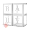 Набор коробок для воздушных шаров Baby, Белые грани, Прозрачный, 30*30*30 см, в упаковке 4 шт.