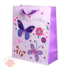 Пакет подарочный "С Днем Рождения. Бабочки" Фиолетовый 18*23 см