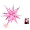 Шар фольга Звезда составная 12 лучиков Светло-Розовый в упаковке / Light Pink