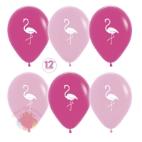 Воздушный шар (12/30 см) Фламинго, Фуше (012)/Розовый (009), пастель, 2 ст, 12 шт.
