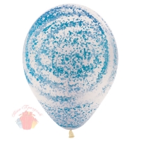 Воздушный шар (12''/30 см) Граффити, Небесная лазурь, Прозрачный, кристалл, 25 шт.