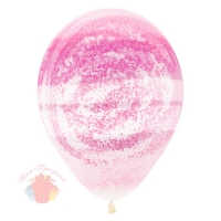 Воздушный шар (12''/30 см) Граффити, Розовый муар, Прозрачный, кристалл, 25 шт.