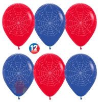 Воздушный шар Паутинка, Красный (015) / Синий (041), пастель, 5 ст, 12 шт.