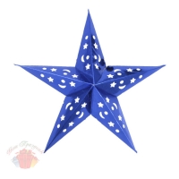Звезда бумажная 30 см голографическая синяя